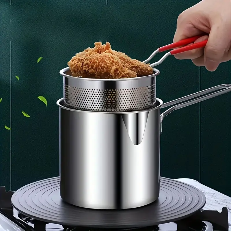 Stainless Steel Deep Fryers with Filter Rack - Compact & Easy-to-Use - Essential Kitchen Appliance for Crispy Potato Chips, French Fries, Fish & Chicken