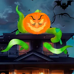 3 Pcs Halloween Inflatables Outdoor Decorations Halloween Window Decoration Blow Ups Decor with Build-in LEDs Halloween Inflatable Pumpkin Head with Tentacles Halloween Party Supplies Outside gifts boyfriend  easter gifts for kids