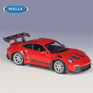 Welly 1:24 Porsche 911 GT3 RS Alloy Sports Car Model Diecast Metal Track Racing Vehicles Car Model High Simulation Kids Toy Gift