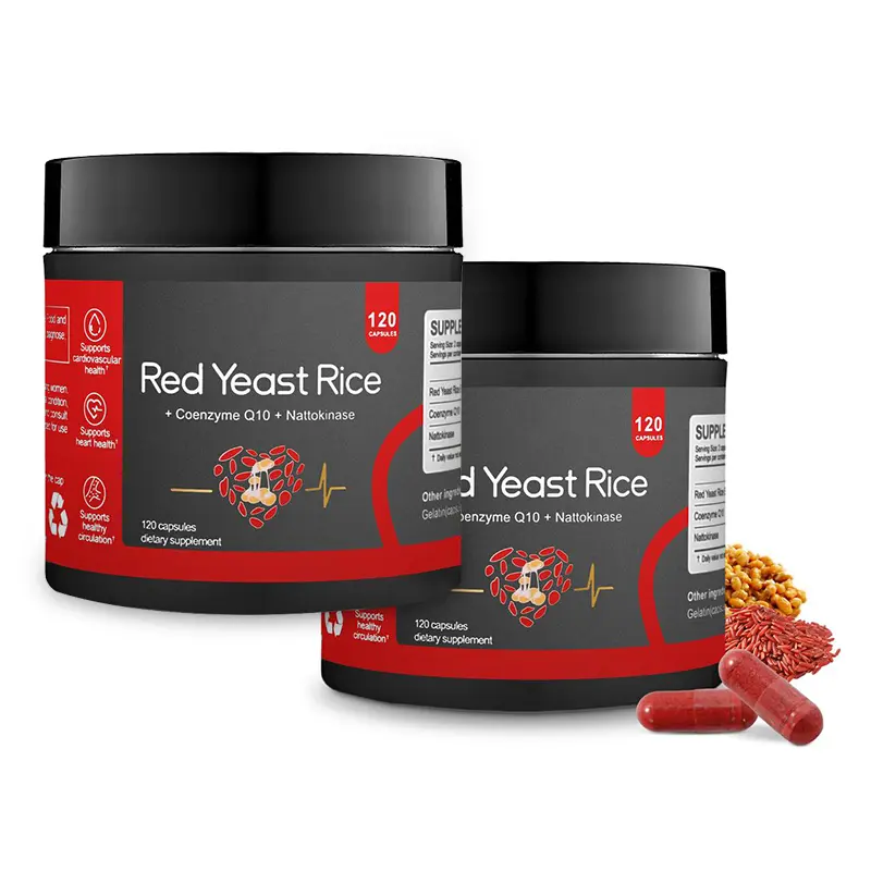 MENOLY ELEPHANT DAD Red Yeast Rice Herbal Dietary Supplement, 1000mg with Nattokinase, CoQ10 & Extra Strength Natto Extract, 120 Veggie Capsules for Cholesterol Support, Cardiovascular Health & Fitness Body Health
