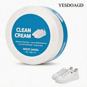 YESDOAGD White Shoe Cleaner Cream, 160g Multipurpose No-Wash Solid with Sponge, Eco-Friendly Mild Non-Irritating for Leather & Silicone Car Interiors
