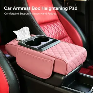 Car Middle Center Console Cover with Cup Holder for Long Driving 2.95in Height Scratch-resistant Multi-functional Storage for SUV Truck Armrest Box