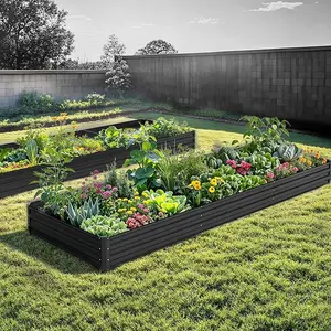 YITAHOME 12 x 4 x 1 FT Raised Garden Bed Kit, Outdoor Galvanized Flower Bed with Safety Rubber and Gloves, Large Metal Planter Box for Vegetables, Flowers, Herbs, Fruits