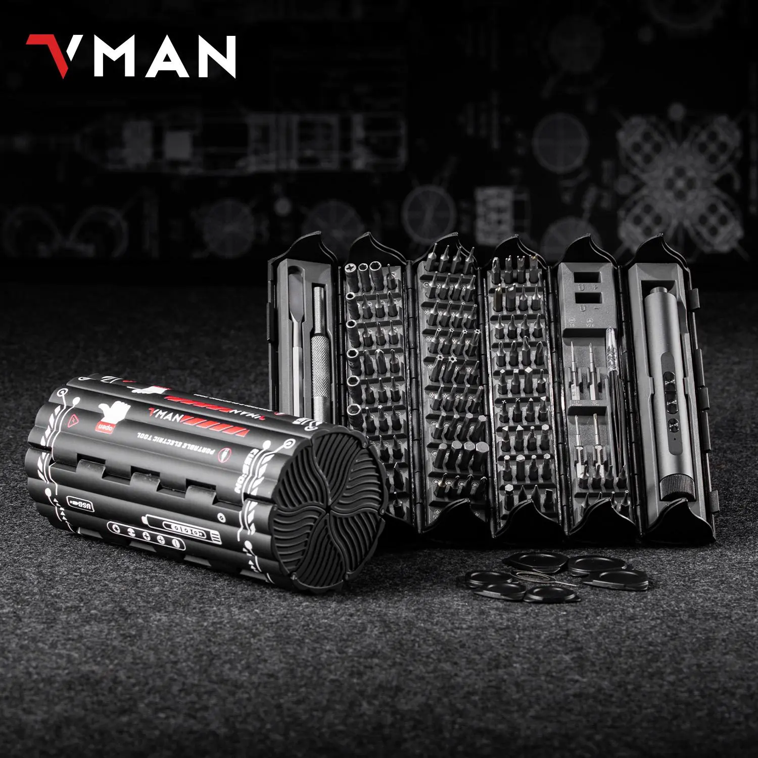 138 in 1 Precision Screwdriver Tool Set, Electric High Magnetic Screwdriver Tool for Repair, Magnetic Power Tools Set, Power Tool Compatible Hardware, Tool Kit, Heavy Duty, Cordless Metal Tool Box