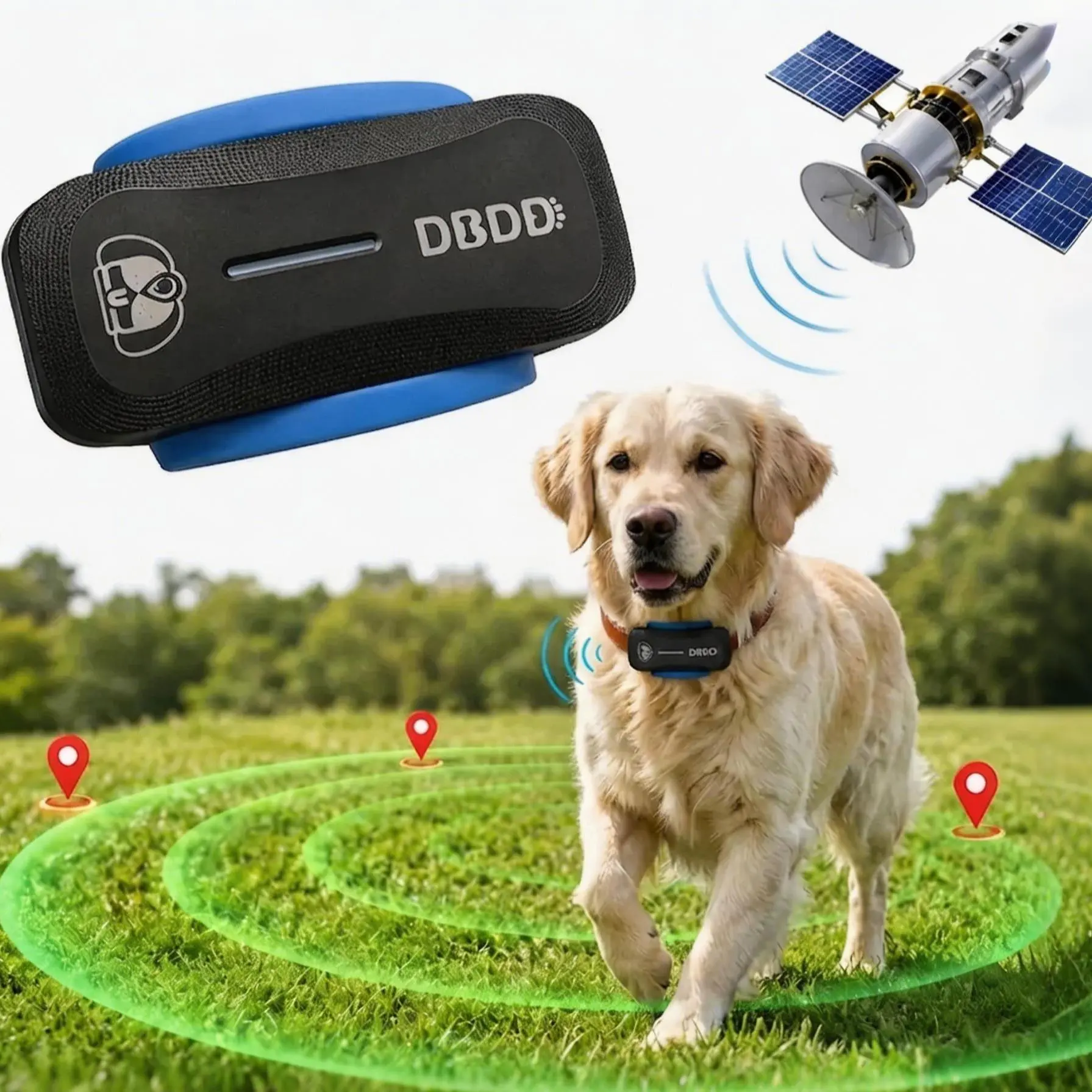 DBDD Smart GPS Dog Collar with AI Vet Feature, Global Real-Time Positioning, Custom Electronic Geo-Fencing, IP67 Waterproof Anti-Lost Design, Built-In Sound & Flash Locator, Pet Device Trackers for Outdoor Dogs