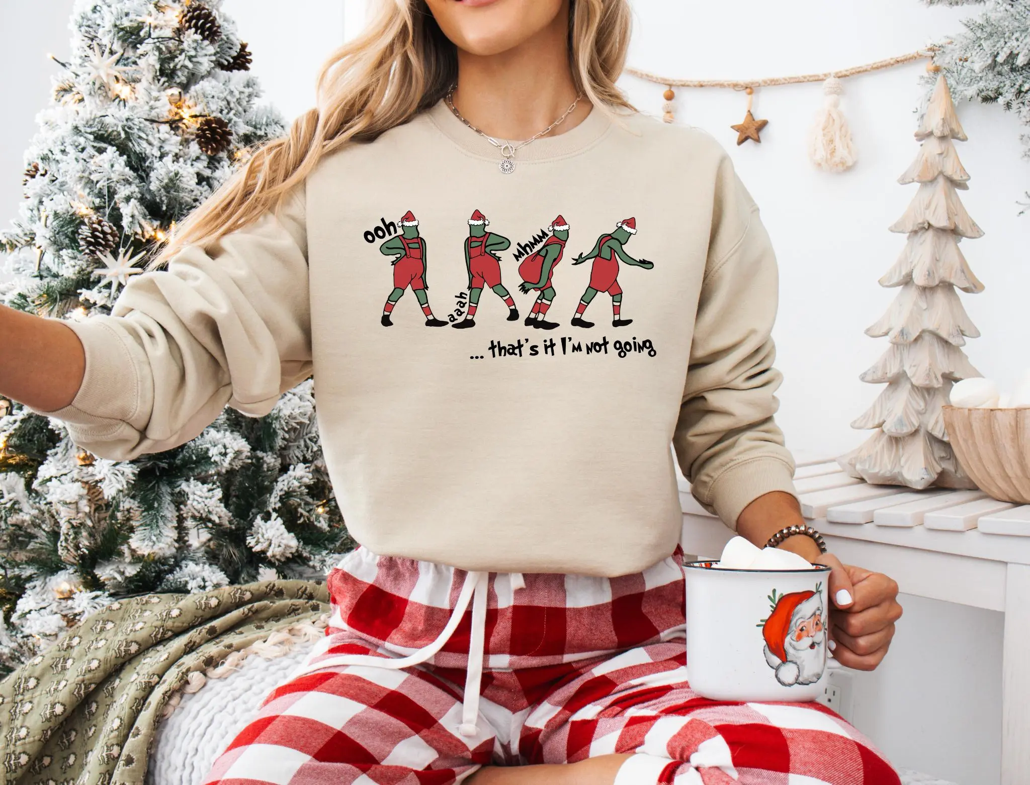 That's It I'm Not Going Shirt, Green Mean Guy T-shirt, Grinchy Christmas Sweatshirt, Green Monster Snowman Tshirt, Womenswear Crewneck Casual Cute Christmas sweaters for Women