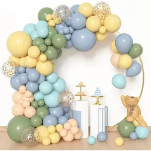 Blue Yellow Green Balloons Garland Arch Kit for Classic Winnie Bear Bee Honey Theme Birthday Babyshower Party Decor Supplies