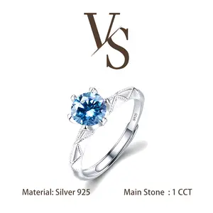 [Venus Jewelry] Synthetic Moissanite 1 CCT Round Cut Lace Band Design Solid Silver 925 Solitare Ring