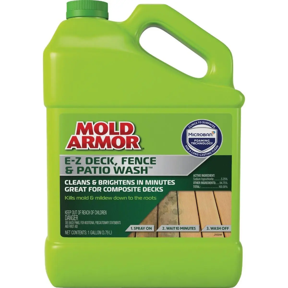 Mold Armor E-Z Deck, Fence & Patio Wash, 1 Gal Fast-Acting Outdoor Cleaner with Microban Foaming Technology - Removes Mold, Mildew, Dirt, Algae, Cleans & Brightens Wood, Composite Surfaces