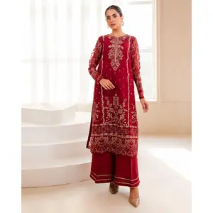 Red Chiffon Salwar Kameez