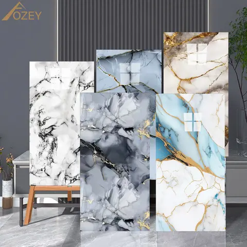 AOZEY Marble Wall Stickers Yellow & Blue 20 Tiles Easy Peel & Stick Self-Adhesive Waterproof Decorative Panels for Kitchen Living Room Bathroom Corridor Home Dormitory