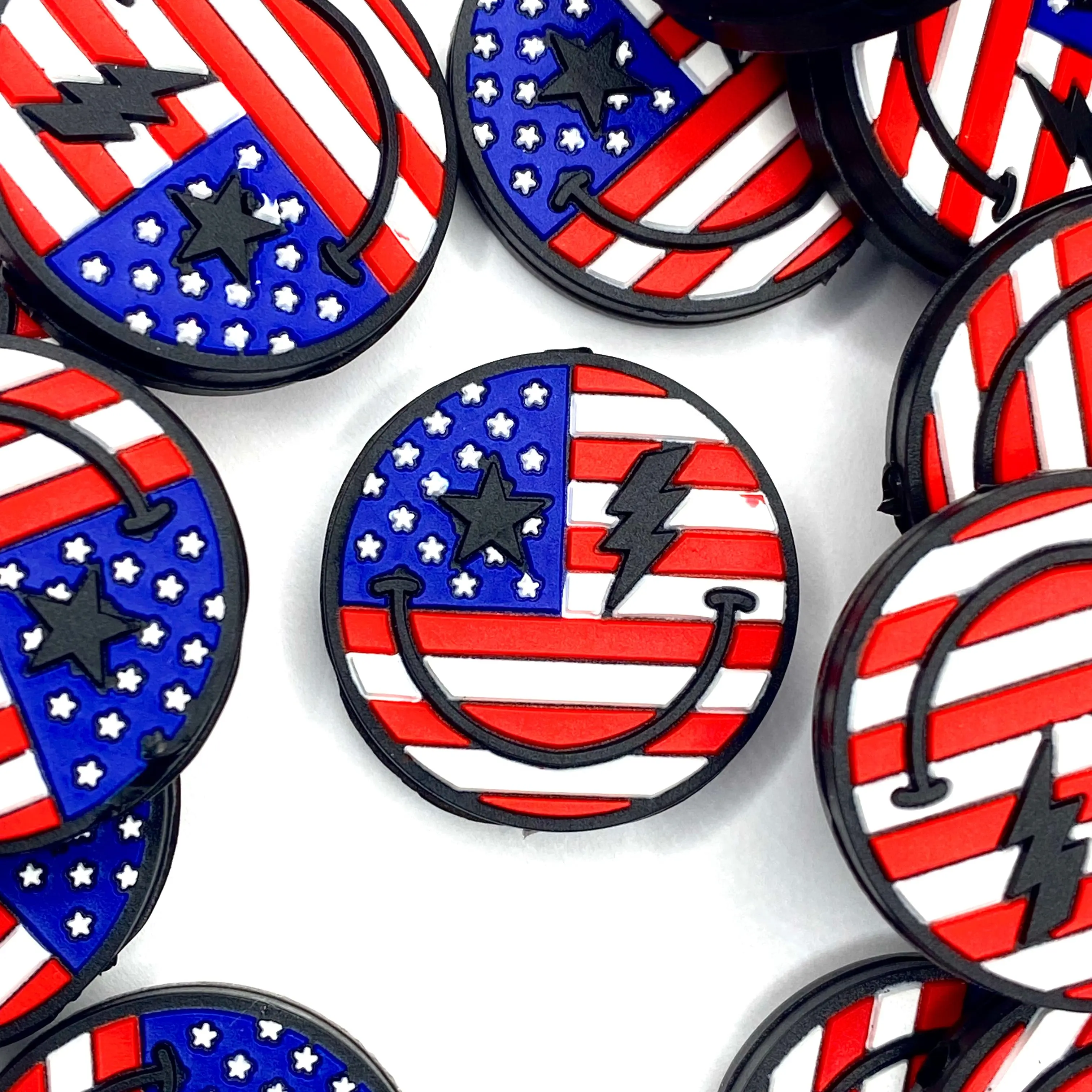 1pc Smile America Silicone Focal Beads - Smiley Face Crafting & Beading