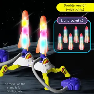 Toys Rocket Launcher for Kids - Launch up to 100 Ft, 6 Light-up Rockets & Double Adjustable Launch Stand, Kids Outdoor Toys, Birthday Toys for Kids Boys Girls Age 2+ Years Old Holiday Must-Have