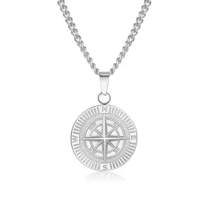 Retro Men Compass Necklaces,Vintage Viking North Star Anchor Medal,Pendant for Male Dad Boy Gift Birthday Rock Punk Male Collar Gift