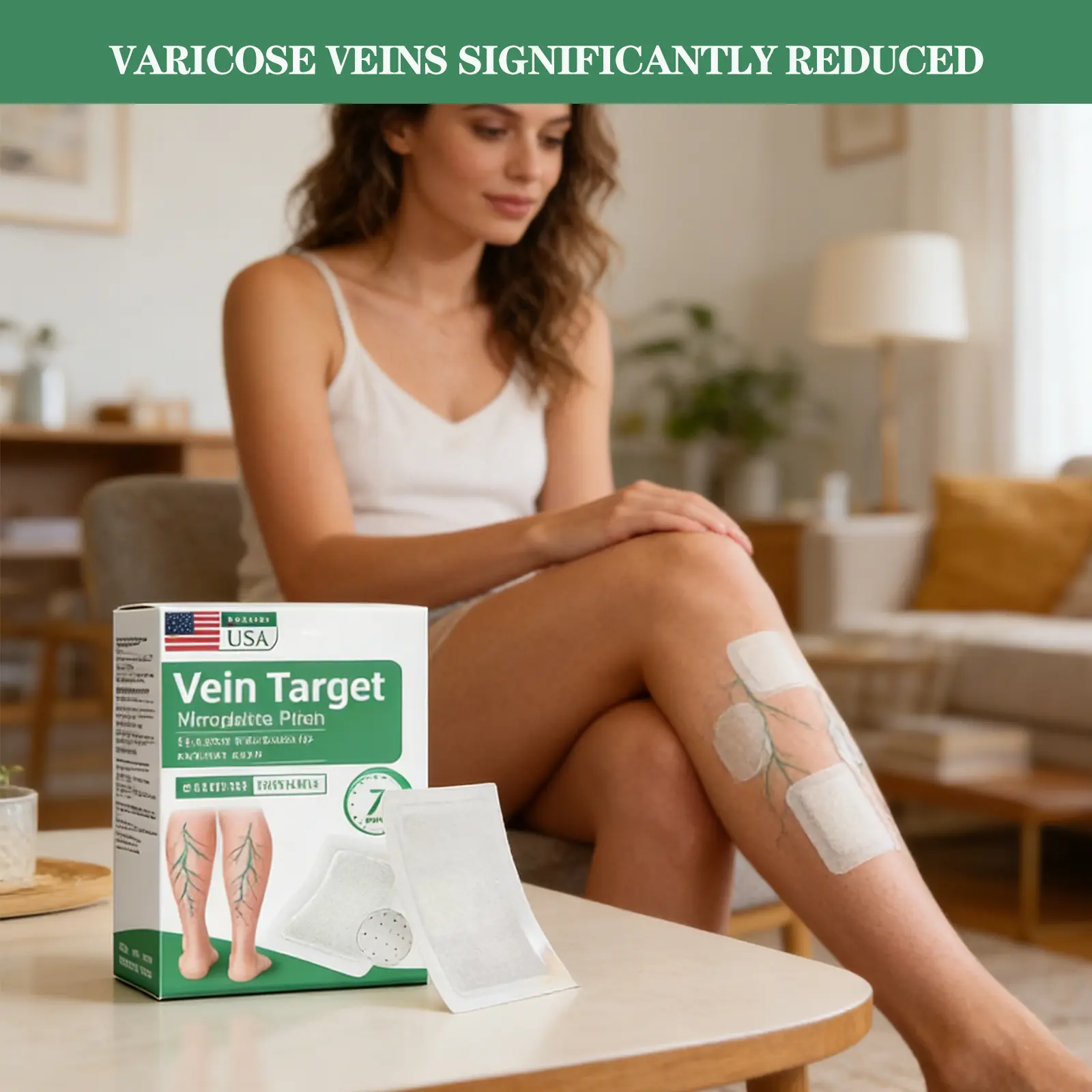 Varicose Vein Microdart Patches for Targeted Relief and Improved Appearance - Cuttable Topical Treatment for Daily Use, 4 Count, Target Delivery, Varicose Vein Treatment