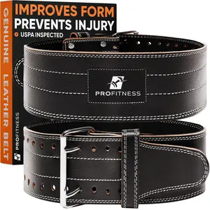 ProFitness Leather Weight Lifting Belt (5mm Thick) - Adjustable Gym Belt for Women & Men - Powerlifting, Deadlifts & Weightlifting Support