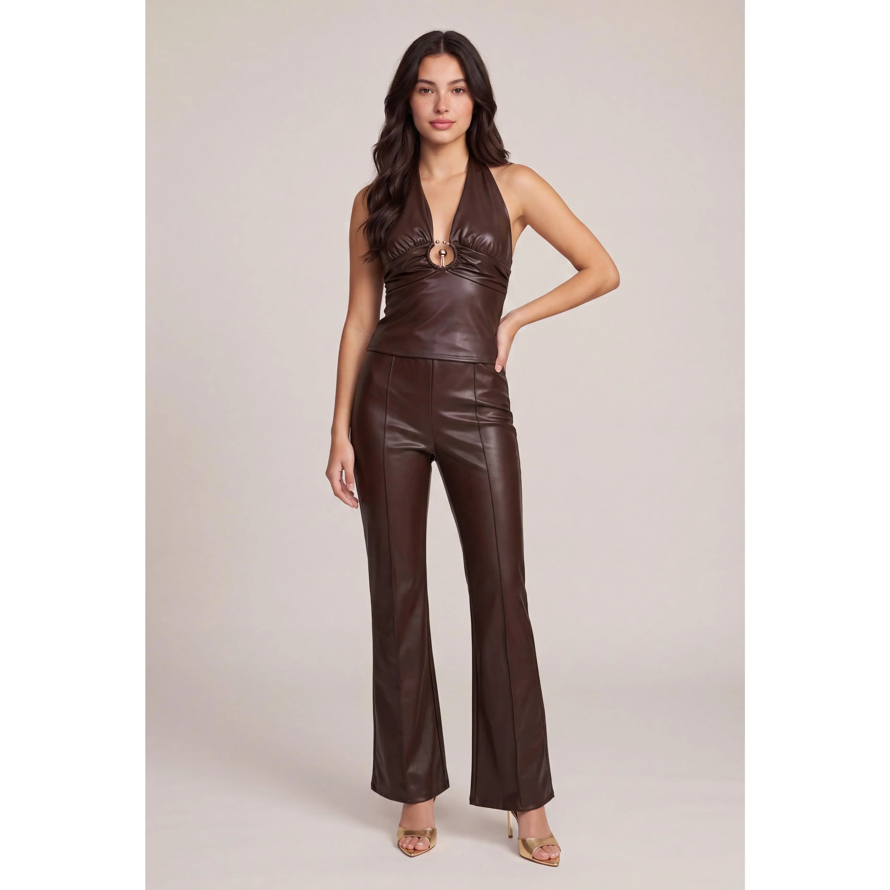 Vegan Leather Bootcut Pants