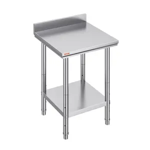 VEVOR 24 x 24 x 35 Inch Stainless Steel Work Table, Commercial Food Prep Worktable Heavy Duty Prep Worktable, Metal Work Table with Adjustable Height for Restaurant, Home and Hotel