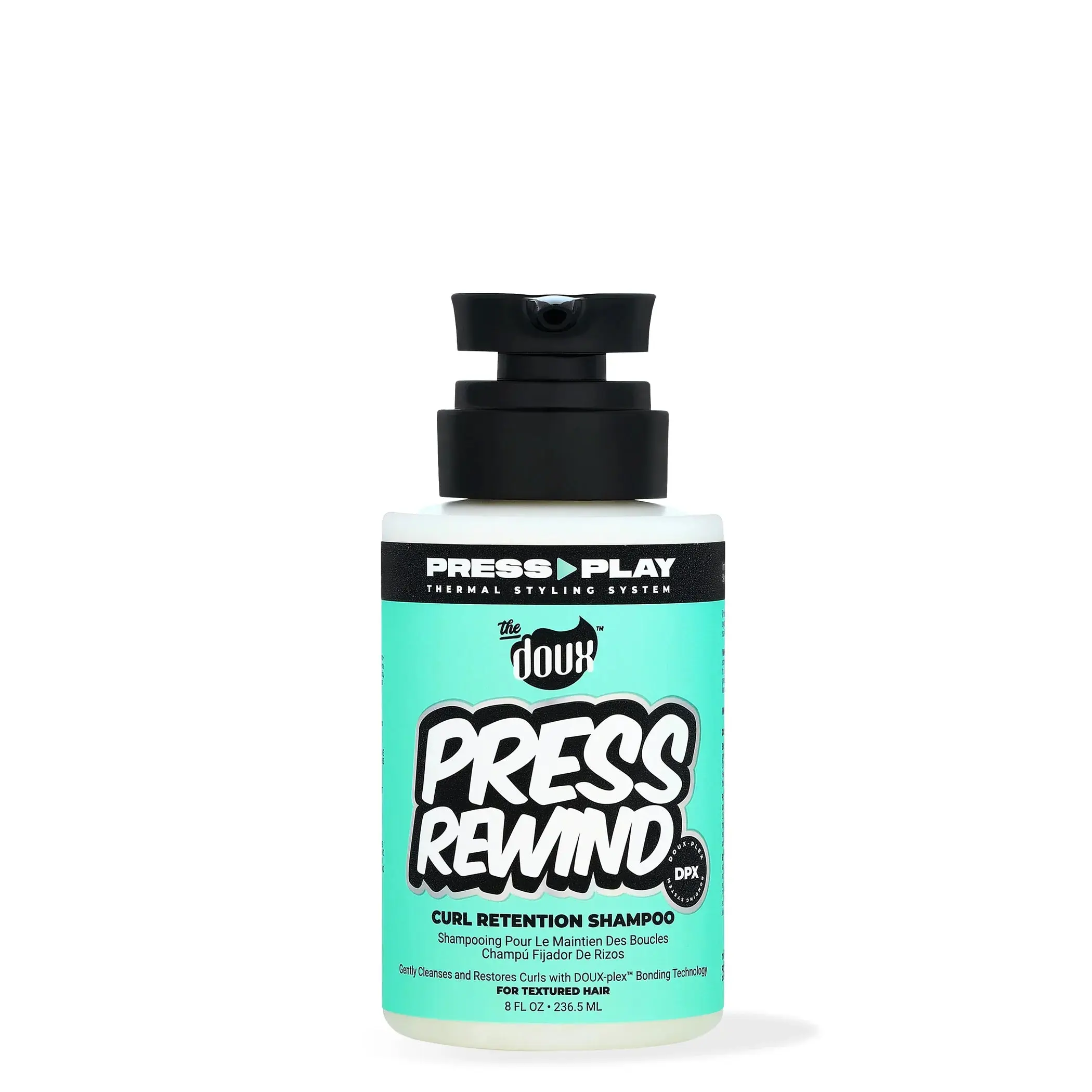 The Doux Press Rewind Curl Retention Haircare Cleanser - Sulfate-Free, Anti-Frizz Shampoo for Cleansing, Detangling, Strengthening, Smooth, Silky, Glossy Textured Natural Curls, 8 oz Wash Day Essential, Blend, Hair Wash Day, Curl Routine