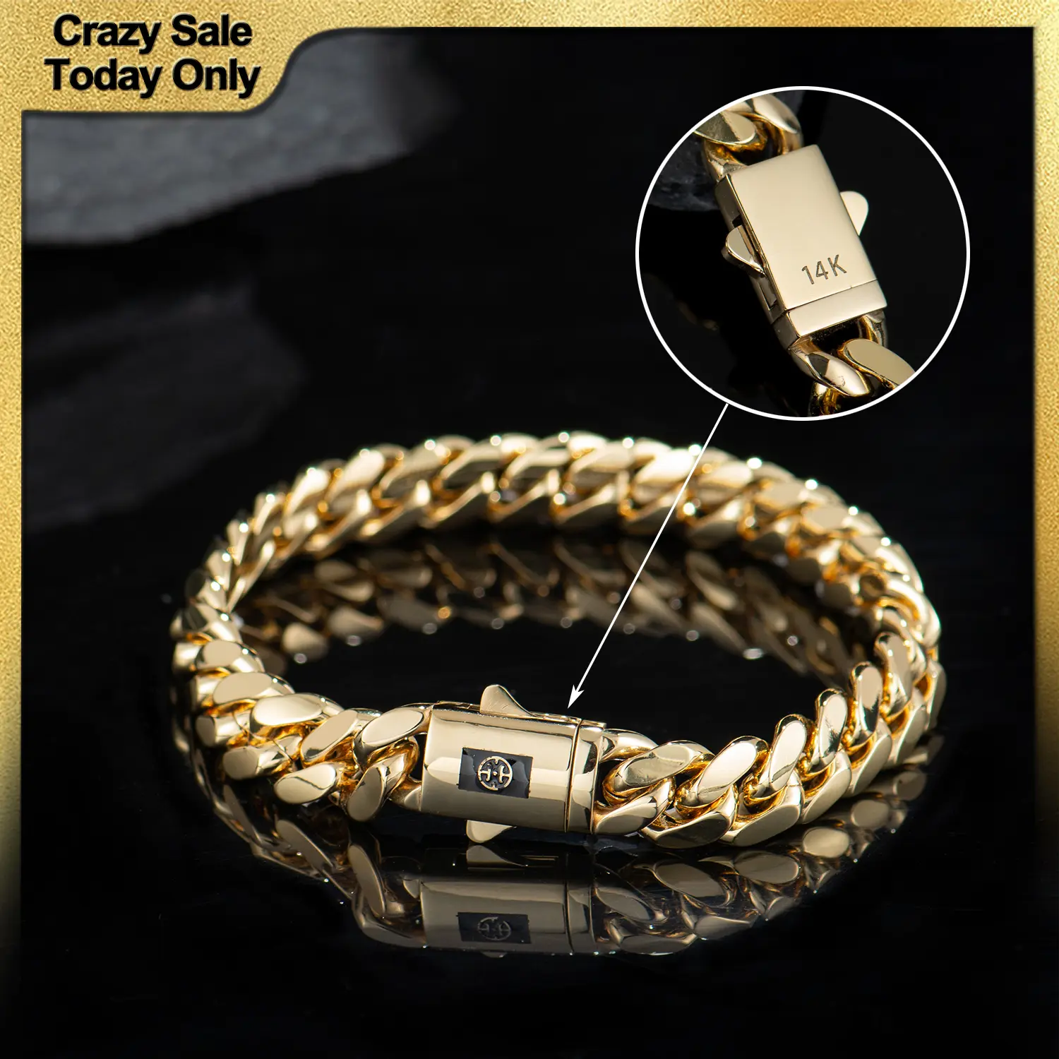 14K Real Gold-Plated Royal Monaco Cuban Bracelet, Italian Jewelry for Men & Women, Mother’s Day Gift for Fashion Lovers, Perfect for Every Occasion!Father's Day Gift