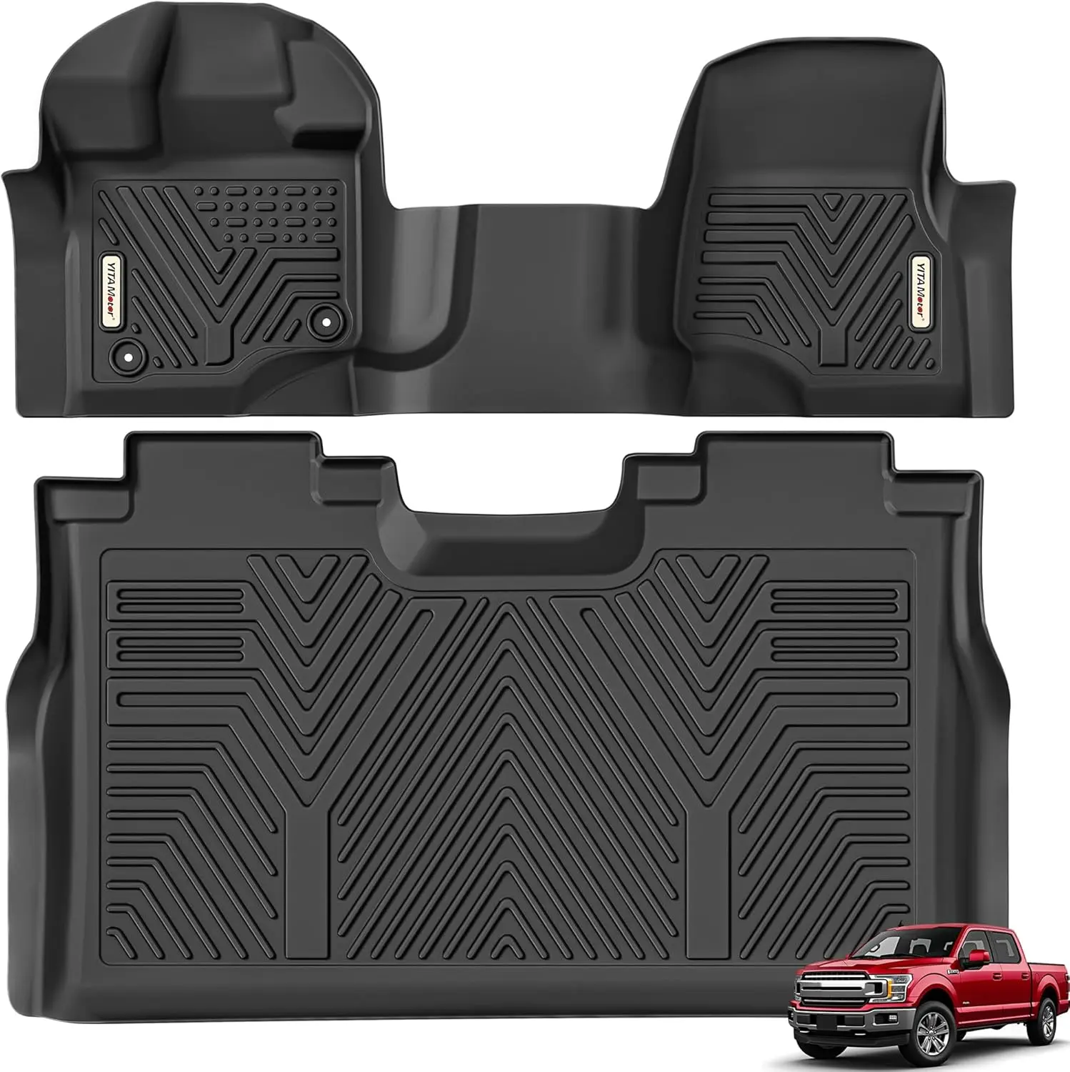YITAMOTOR Floor Mats for 2015-2025 Ford F150 Super Crew Cab with 1st & 2nd Row Bench Seats Custom Fit Car Mat