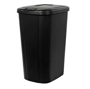 13.3 Gallon Trash Can, Plastic Touch Top Kitchen Trash Can, Black