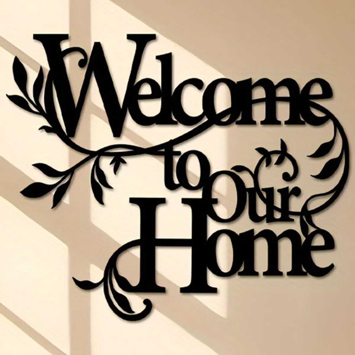 "Welcome To Our Home" Letter Metal Wall Art, Wall Hanging Sign for Living Room, Bedroom, Garden & Door, Home Decor Plaque