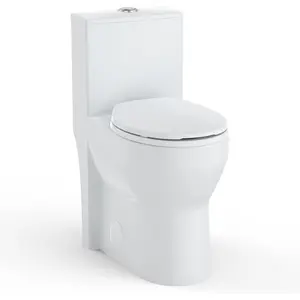 One-Piece Toilet for Bathroom, Dual Flush 0.8/1.28 GPF, 19" ADA Height Modern Compact Toilet, 12'' Rough-In Toilet Bowl, Soft Closing Seat, Efficient Flushing System