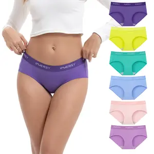 INNERSY Womens Mid Rise Cotton Wide Waistband Hipster 6 Pack Fit Jeans Soft Panties