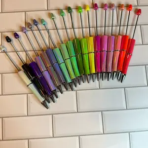 Beadable Plastic Pen with Iridescent and Vibrant Design for Personalized DIY Projects
