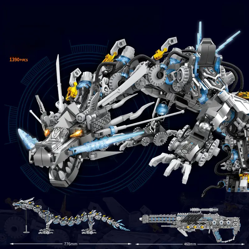 Mechanical Dragon II Transforming Light-Up Mecha Compatible with LEGO Educational Building Blocks Boys' Toy