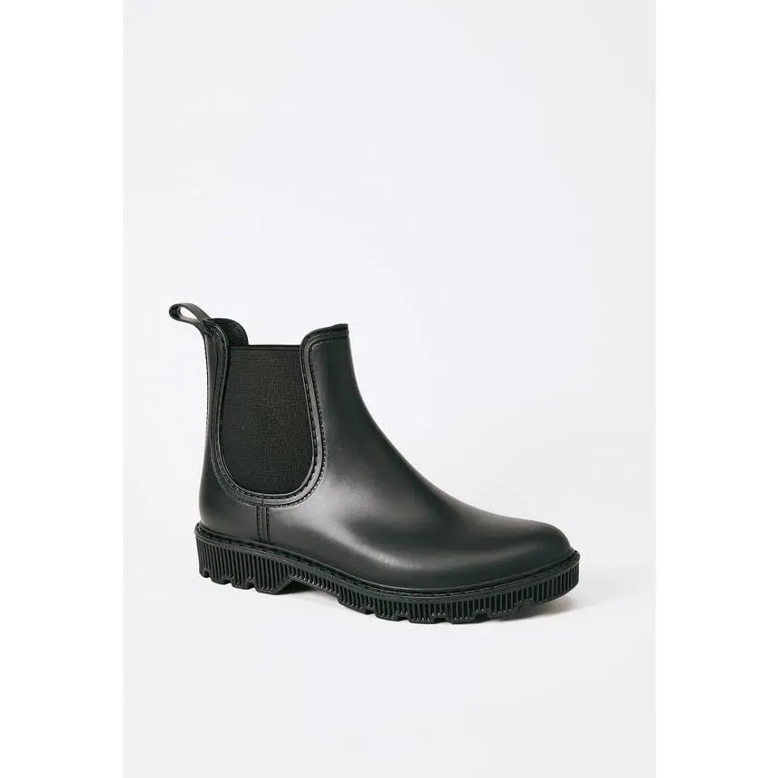 Women's Waterproof Chelsea Rain Boots, Pull On Mid-Calf Rubber Booties with a Platform Heel for Everyday Casual Walking, Walking Shoes, Outside Heel, Footwear