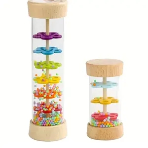 Wooden Rain Sound Tube Baby Grasp Training Rattle, Sand Texture Sensory Enlightenment, Safe Educational Toy for Babies and Infant, Sensory Tubes