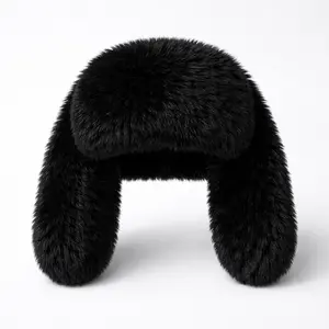 Women's Faux Fur Bunny Ear Winter Hat, Soft Plush Ear Flap Beanie for Cold Weather Daily Wear