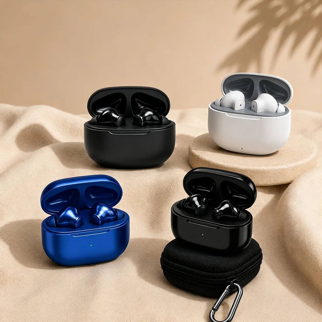 360° Surround Sound Wireless Bluetooth Earbuds with Audio Enhancement, Metal Build, Durable Shockproof Storage Case, Hook, Long-Lasting Battery, All-Day Comfort, Fast Charging – Ideal for Office, Travel Use