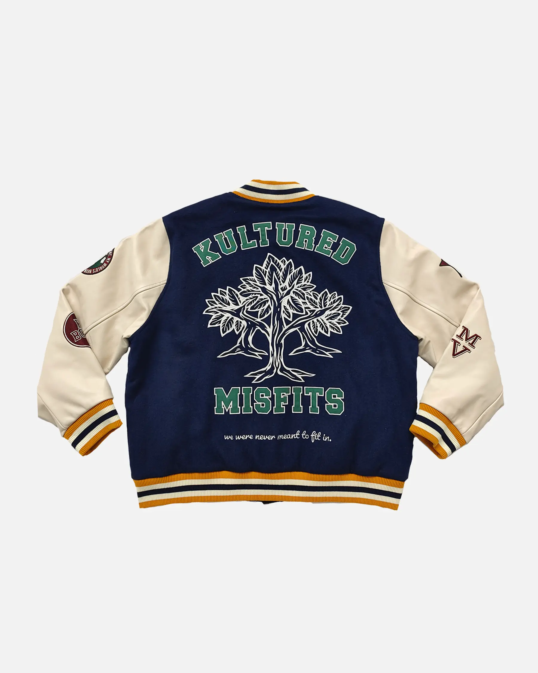 KULTURED MISFITS VARSITY WOOL JACKET / NAVY/CREAM