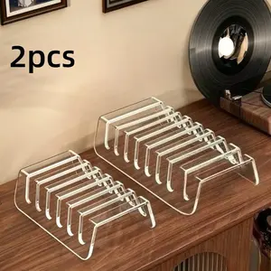 2 CD Album Acrylic Storage Boxes, Desktop CD DVD Book Organizer, Tape Storage Box, Transparent Collection Case, Vinyl Record Display Rack