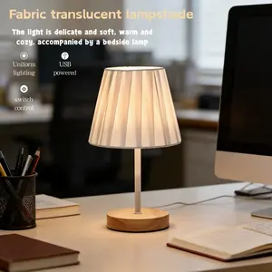 Nordic Style Solid Wood Table Lamp, Fabric Shade, Home Decoration Lamp, Warm Modern Lighting, Modern Rustic Lamps, Ideal for Bedroom or Office, Perfect Gift