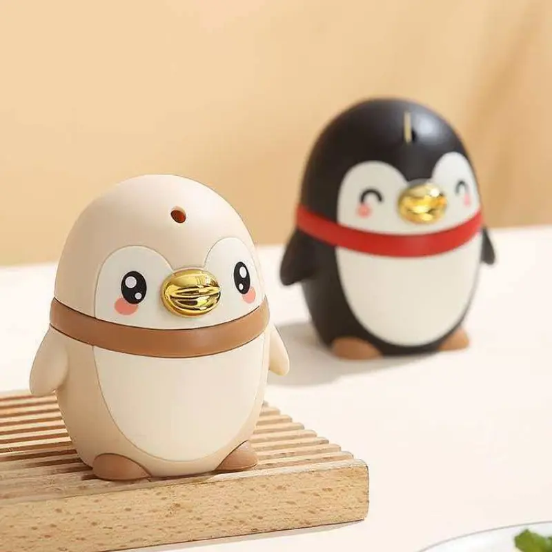 Penguin Toothpick Holder Semi-Automatic Pop-Up Home High-Value Unique Cream Style New Luxurious Restaurant Toothpick Box Desktop Storage