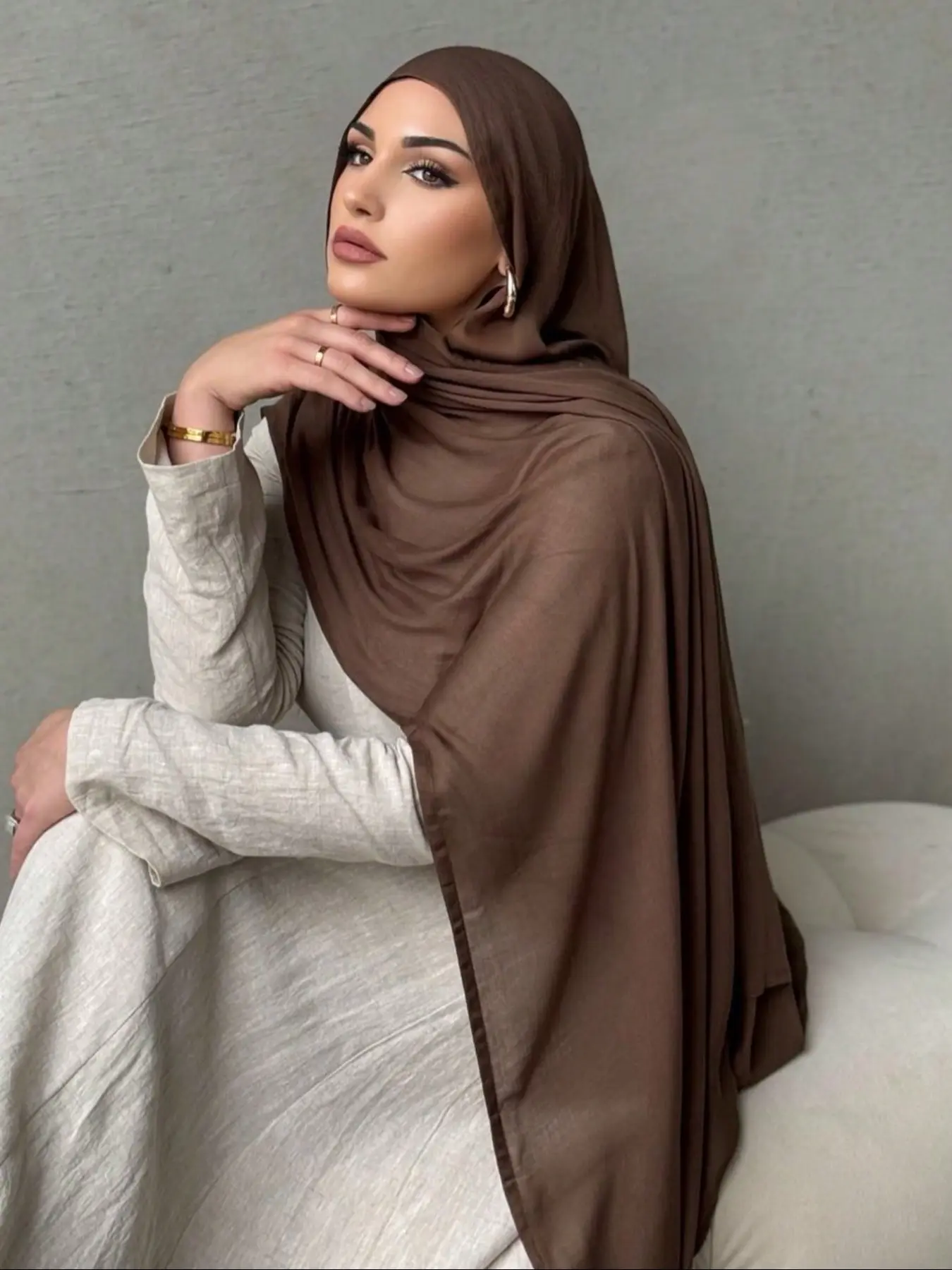 Women's Elegant Paisley Color Scarf, Suitable For Beach,Lightweight Breathable Arab Women Muslim Hijab, Head Scarf, Fashionable Woven Fabric Shawl, All-Season Casual Multifunctional, Muslim Headscarf Cover