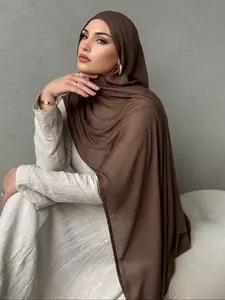 Women's elegant plain color scarf Multicolor (black, brown, white, pink)Lightweight Breathable Muslim Hijab Scarf, Fashionable Plain Woven Fabric, All-Season Casual Elegant Multifunctional ShawlSuitable for pairing abaya with long robes