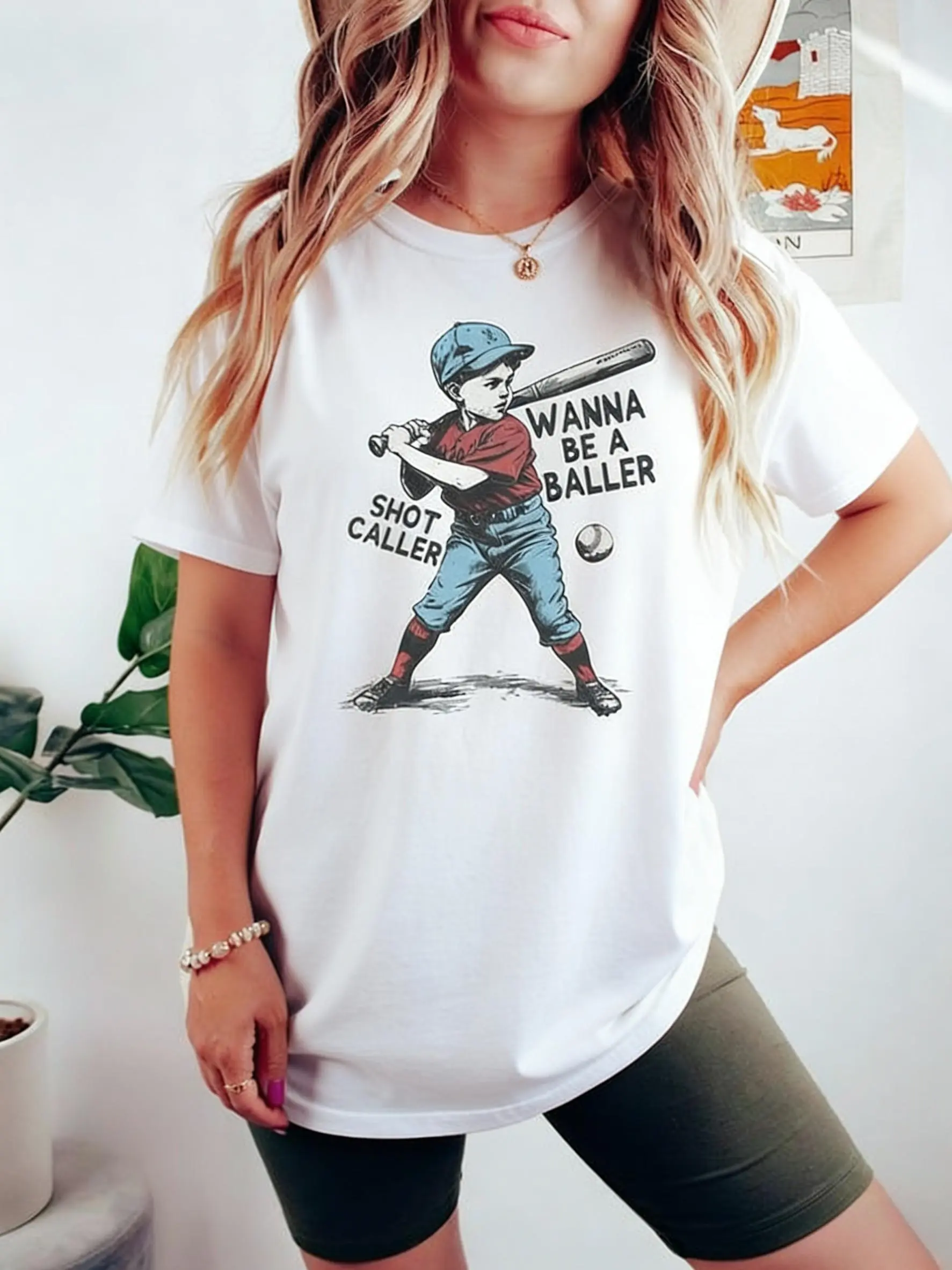 Wanna Be A Baller Shot Caller Tshirt, Retro Baseball Boy Shirt, Baseball Lover Gift, Game Day Shirt, Sport Womenswear Casual Graphic Tee,shirts