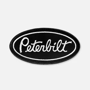 Peterbilt Classic Trucker Patch - Heavy Twill Embroidered Iron-On Patch with Epic History & Burly Overlock Stitch Border 4.25" x 3.5"