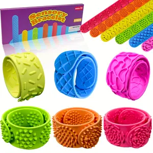 6pcs Sensory Clap Bracelets Anxiety Toy, Suitable for Children and Teens, Stress Relief Autism Adhd, Classroom Travel Essential, Stress Relieving Accessory