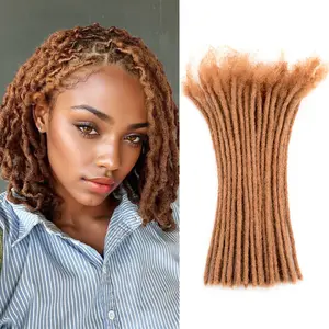 DAIXI #30 Medium Auburn Brown Dreadlock Extensions Bulk Buy 0.4cm 0.6cm 0.8cm Thickness Human Hair Dreadlocks For Men and Women Lock Extensions