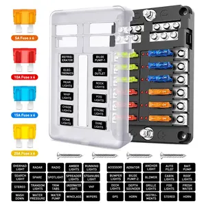 Nilight 12 Way Blade Fuse Block 12 Circuits with Negative Bus Fuse Box Holder with LED Indicator ATO/ATC Fuse Panel Waterproof Cover for 12V Automotive Cars, Marine Boats, RVs, Trailers,summervibes