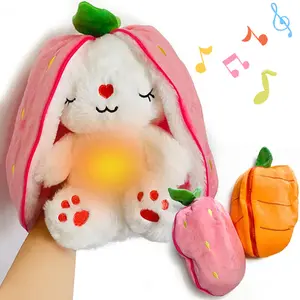 Cute Music Luminous Breathing Doll with Motion Lights Plush Baby Sleeping Toys Bunny Soft Cartoon Plush Doll Early Childhood