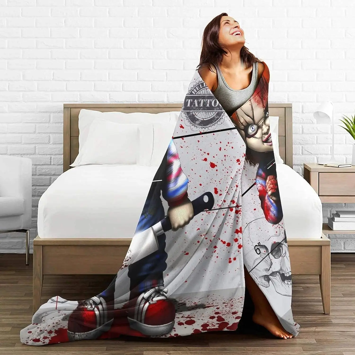 Halloween Horror Movie Throw Blanket , Ultra-Soft Micro Fleece Blanket, Soft Cozy Blankets for Bed Couch Bed Sofa Living Room soft comfortable