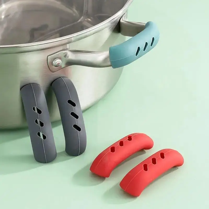 4pcs Silicone Pot Handle Anti-scalding Cover, Multi-functional Universal Heat Insulation Pot Ear Shell, Kitchen Gadgets Supplies
