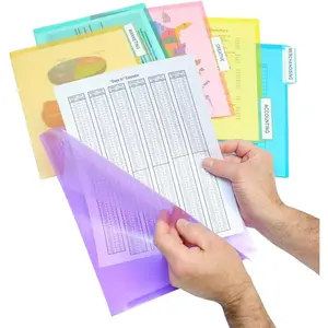 Clear Poly Document Folder Project Pockets, 3rd-Cut, Letter Size, 6 Assorted Colors, Set of 18